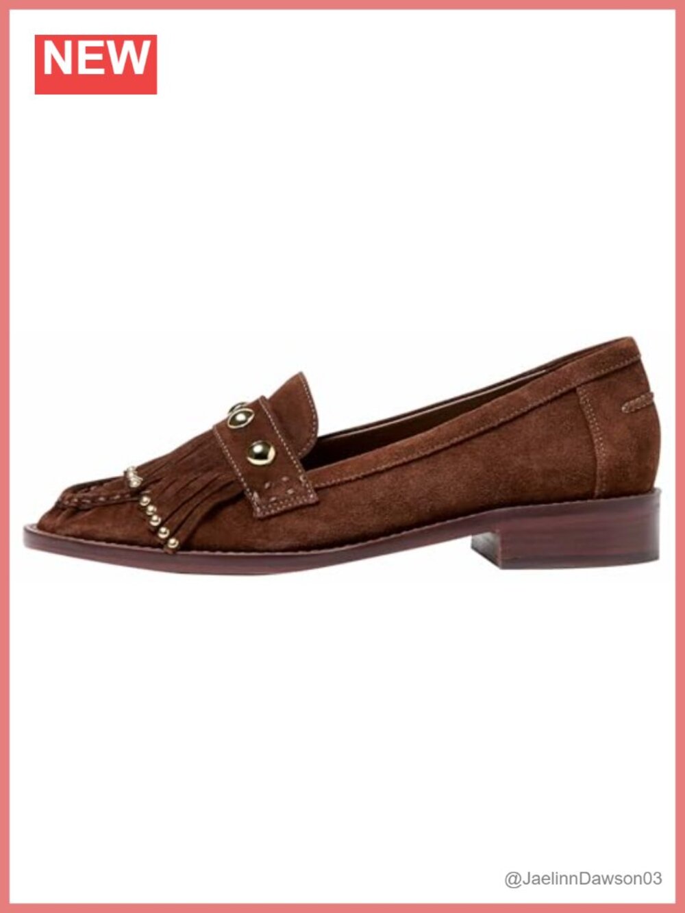 Cinq à Sept Gina Suede Loafer Fringe Studs Leather Insole